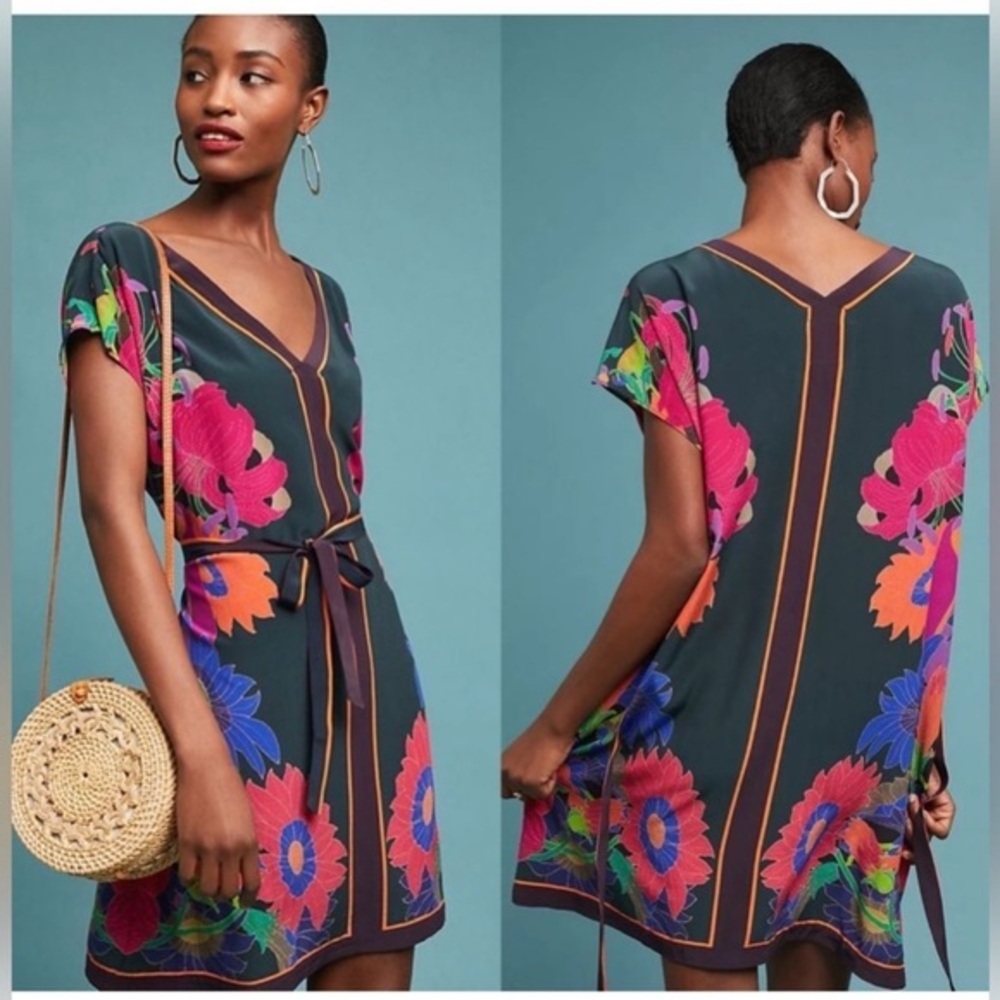 Maeve for Anthropologie Floral Brampton Silk Dress